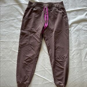 Figs Brown and Pink Jogger Track Pants